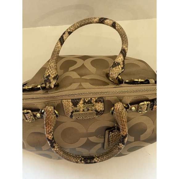 Coach 18650 Signature Madison Satin Satchel Shoulder Hand Bag Purse Python - Picture 10 of 12